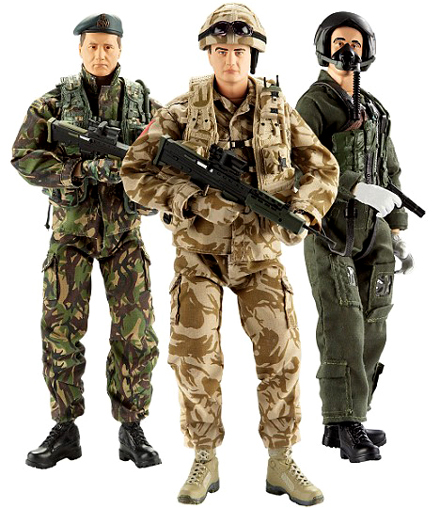 HM Armed Forces action figures - Royal Marine Commando, Army Soldier & RAF Pilot